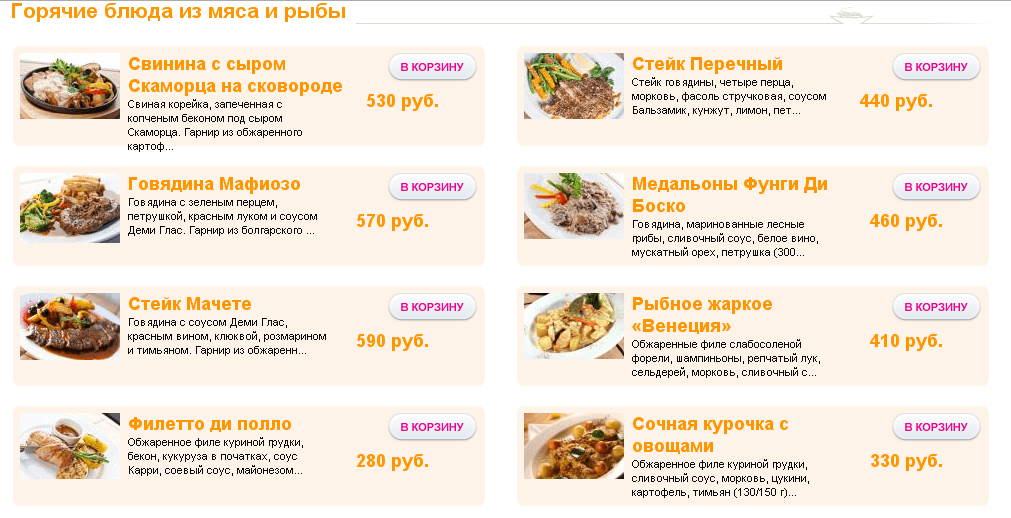 Пронто пицца в ступино меню