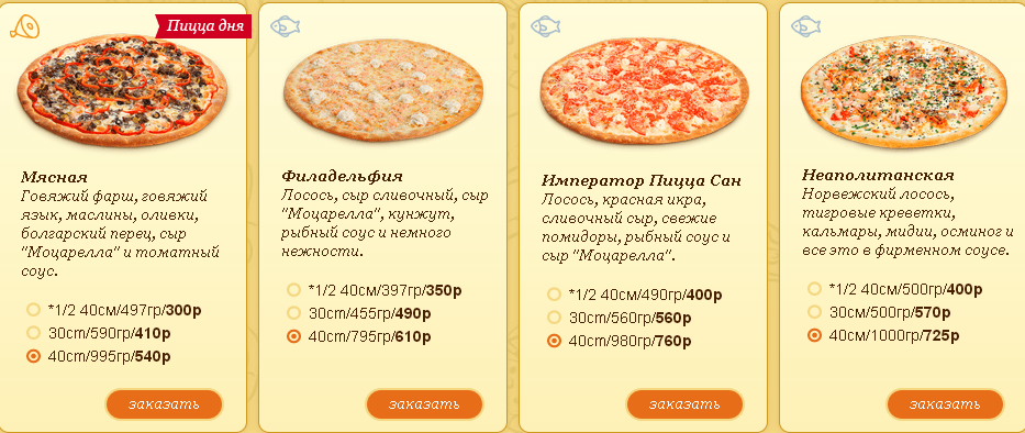 Сколько сантиметров пицца