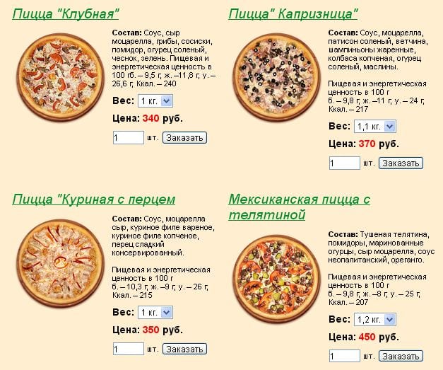 Величество пицца в оренбурге меню